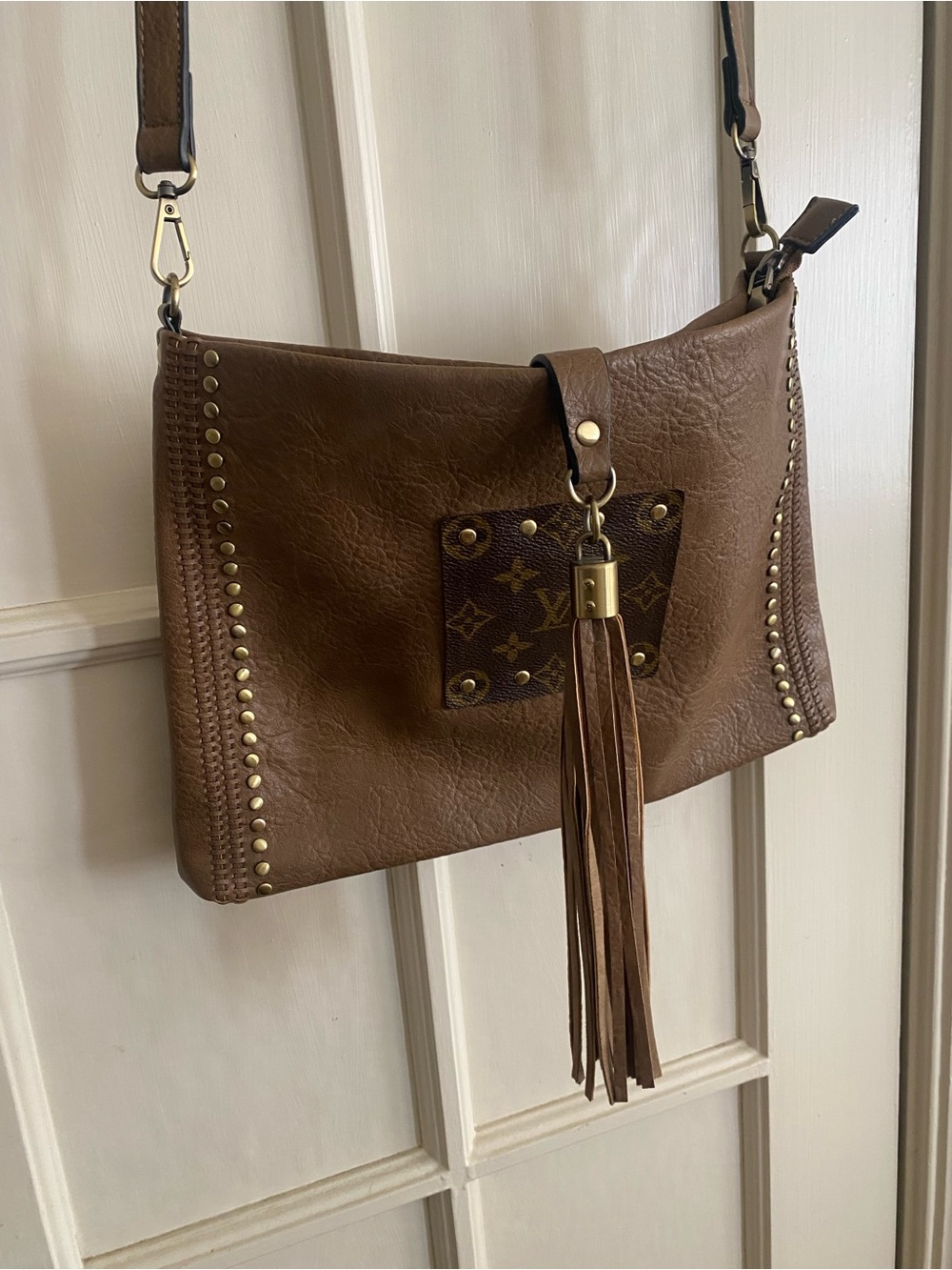 Upcycled Louis Vuitton Crossbody vegan leather bag NEW